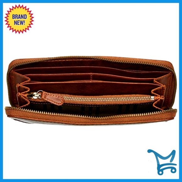 Womens Leather Wallet, Large Zip Around Wallet With Credit  Leather Zip Around Wallet with Card Slots and Coin Pocket